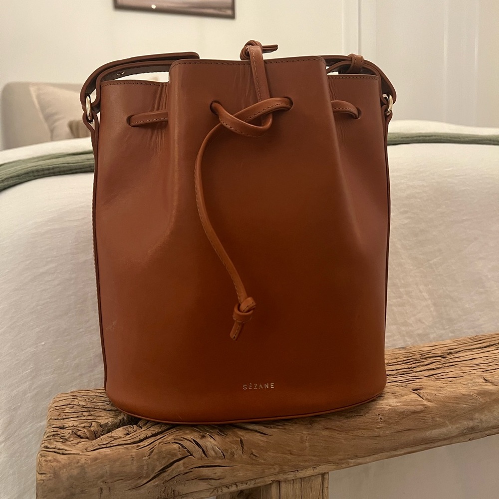 Sezane Farrow Leather Bucket Bag